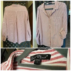 Velvet Heart Elisa Red Stripe Button up Shirt